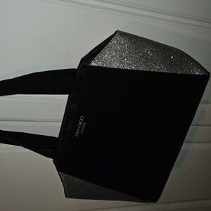 Jimmy Choo Parfums Tote Bag Black Velvet‎ Silver Glitter Large